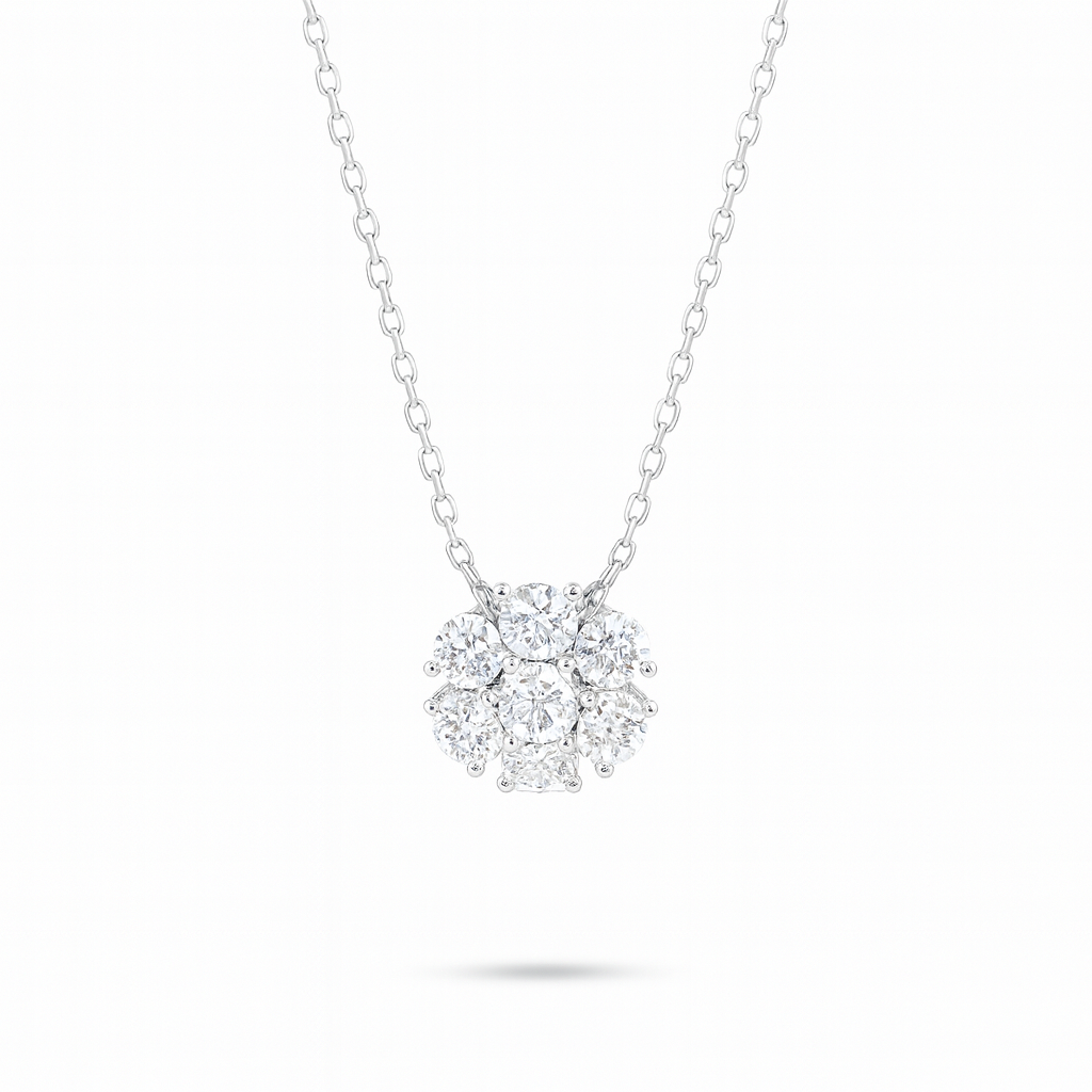 0.65ct - Diamond Flower Pendant – White Gold