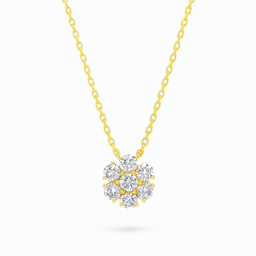 0.65ct - Diamond Flower Pendant – Yellow Gold