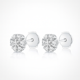 1.25 carats Diamond Halo Earrings 18k White Gold