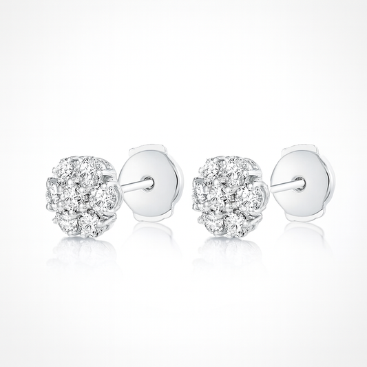 Diamond Halo Earrings White Gold