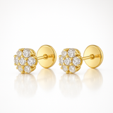 1.25 Carats Diamond Halo Earrings – 18k Yellow Gold