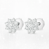 0.9ct Diamond Halo Earrings in 18k White Gold