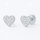 0.35 Carats Diamond Heart Stud Earrings - 18K White Gold