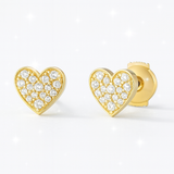 0.35 Carats Diamond Heart Stud Earrings - 18K Yellow Gold