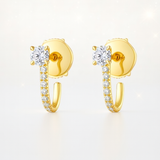 0.75 Carats - Diamond Huggie Earrings with Detachable Studs - 18K Yellow Gold