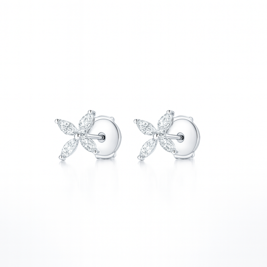 Diamond Lily Pad Earrings White Gold