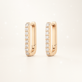 0.3 carats Diamond Paperclip Hoop Earrings - 18K Rose Gold