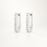 0.3 cts - Diamond Paperclip Hoop Earrings - 18K White Gold