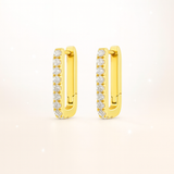 0.3 Carats -Diamond Paperclip Hoop Earrings - 18K Yellow Gold