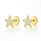 0.25 Carats Diamond Star Earrings 18k Yellow Gold