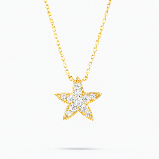 0.32ct - Diamond Star Pendant – 18k Yellow Gold