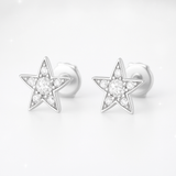 0.25 Carats Diamond Star Stud Earrings - 18K White Gold