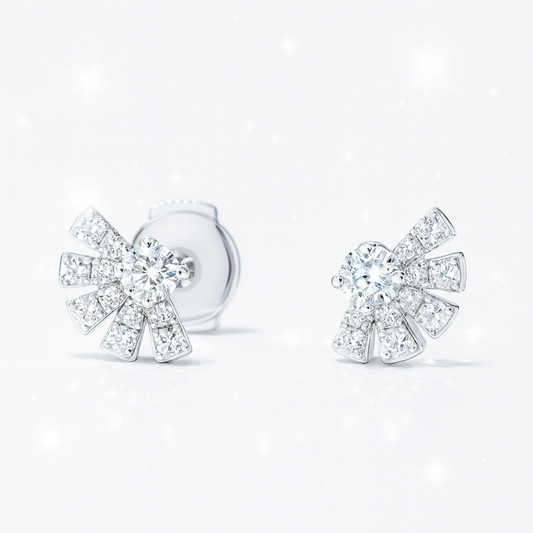 Diamond Sunrise Earrings - White Gold