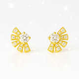 0.65 Carats Diamond Sunrise Stud Earrings - 18K Yellow Gold