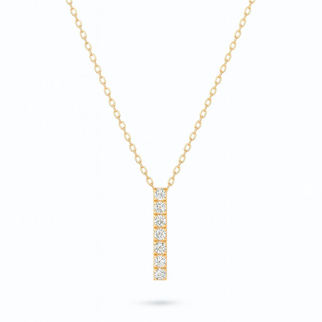 0.23ct - Diamond Bar Pendant – 18k Yellow Gold