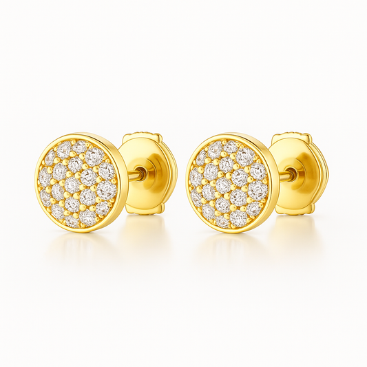 Diamond Disc Earrings in 18K Yellow Gold