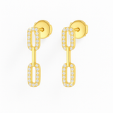 0.4 Carats Double Diamond Link Earrings - 18K Yellow Gold