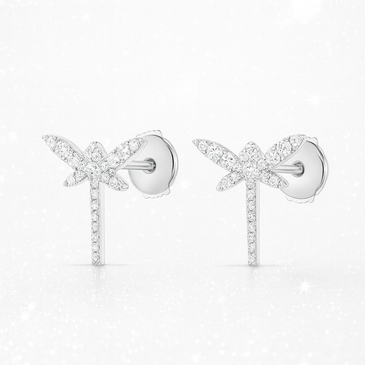 Dragonfly Diamond Earrings White Gold