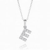 0.16ct - E Letter Diamond Pendant – 18k White Gold