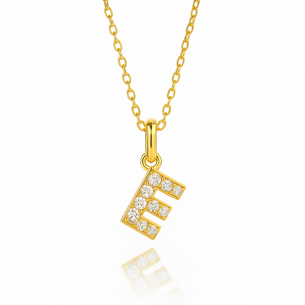0.16ct - E Letter Pendant in Yellow Gold
