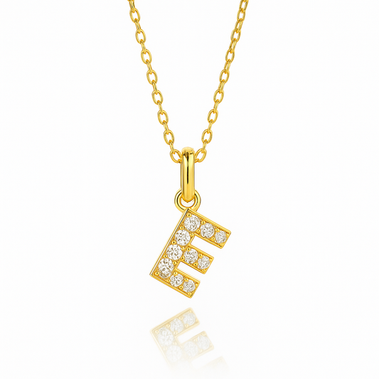 0.16ct - E Letter Pendant in Yellow Gold