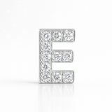 0.10 Carats "E" Letter Stud Earring White Gold