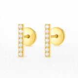 0.25 Carats Elegant Diamond Bar Earrings - 18K Yellow Gold