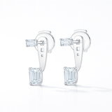 1.15ct Emerald Shaped Diamond Slider Earrings White Gold - White diamonds