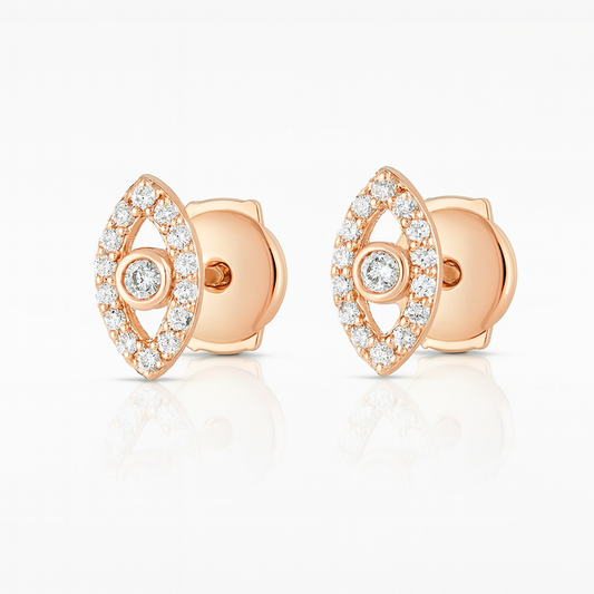 Evil Eye Diamond Earrings in 18k Rose Gold