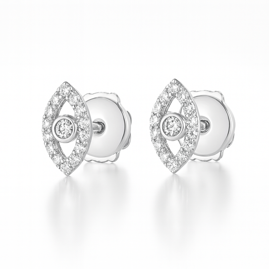 Evil Eye Diamond Earrings White Gold