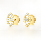 0.25cts Evil Eye Earrings - 18k Yellow Gold