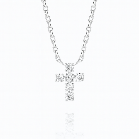 0.16ct - Extra Small Diamond Cross Pendant – 18k White Gold