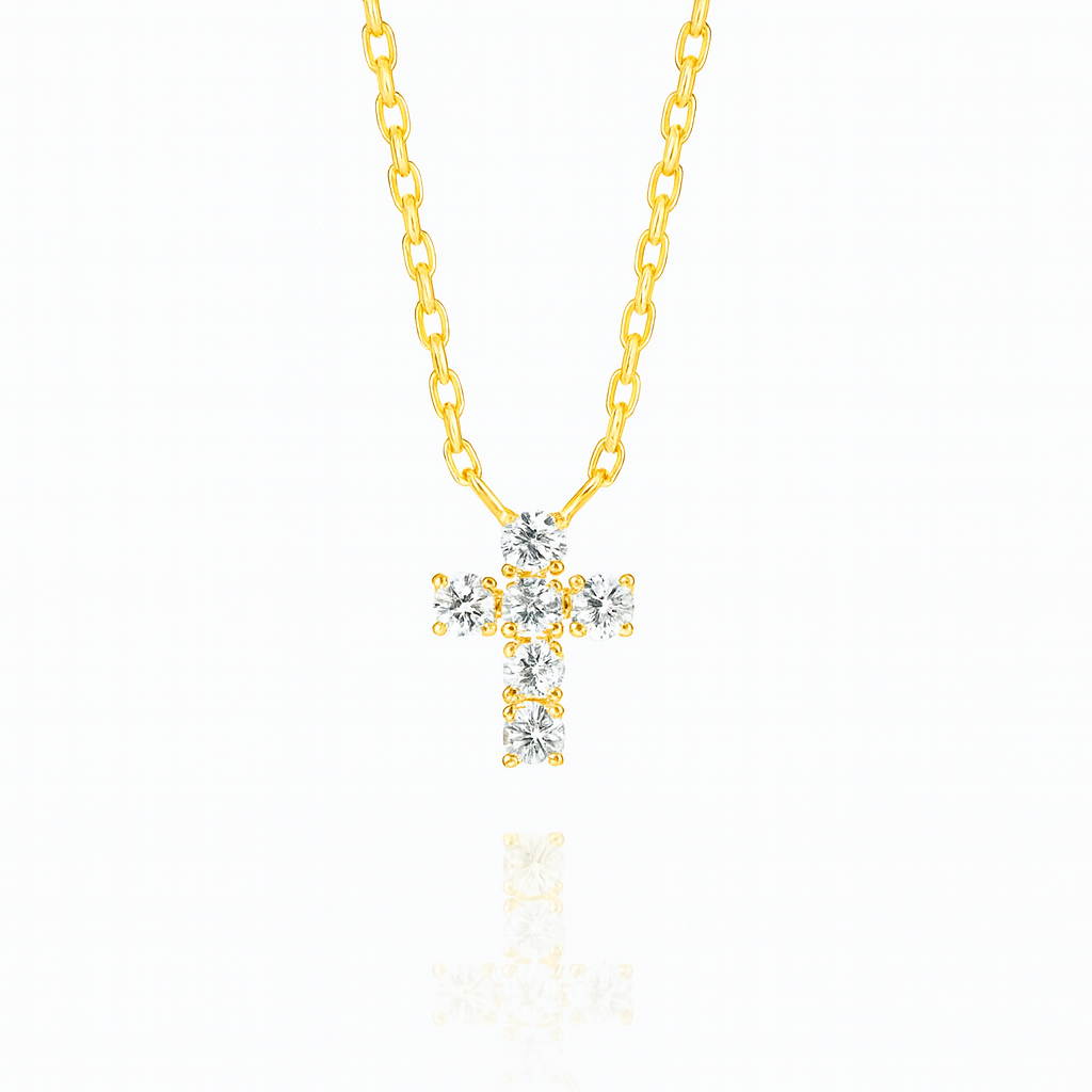 0.16ct - Extra Small Diamond Cross Pendant in Yellow Gold
