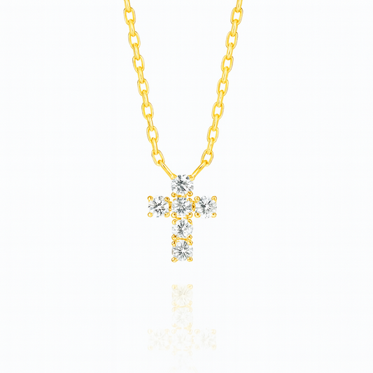 0.16ct - Extra Small Diamond Cross Pendant in Yellow Gold