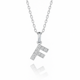 0.12ct - F Letter Pendant – 18k White Gold