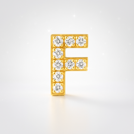 F Letter Stud Earring Yellow Gold
