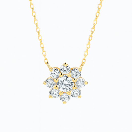 0.25ct - Flower Petal Diamond Pendant – 18k Yellow Gold