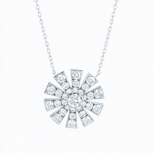 1ct - Full Sunrise Diamond Pendant – 18k White Gold
