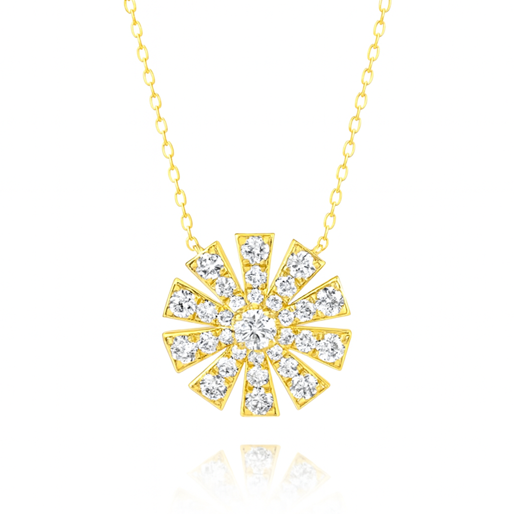 1ct - Full Sunrise Diamond Pendant – 18k Yellow Gold