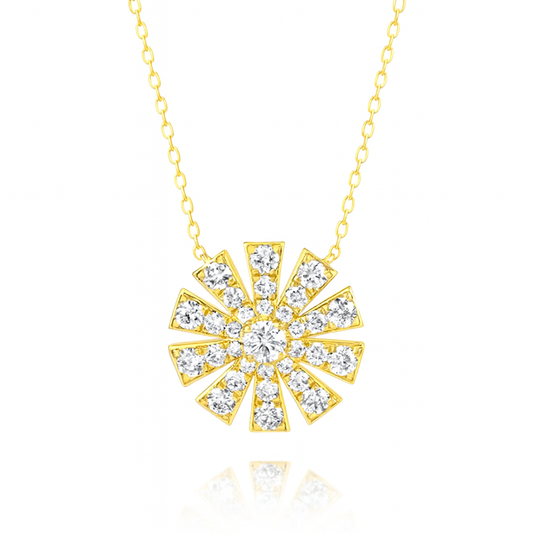 1ct - Full Sunrise Diamond Pendant – 18k Yellow Gold