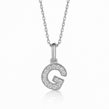 0.14ct - G Letter Pendant – 18k White Gold