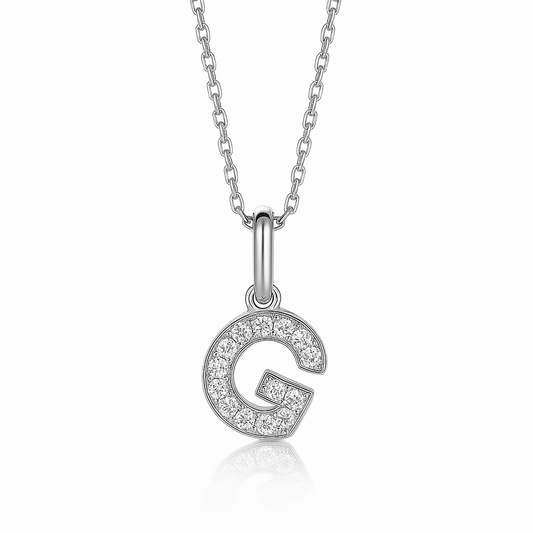 0.14ct - G Letter Pendant – 18k White Gold