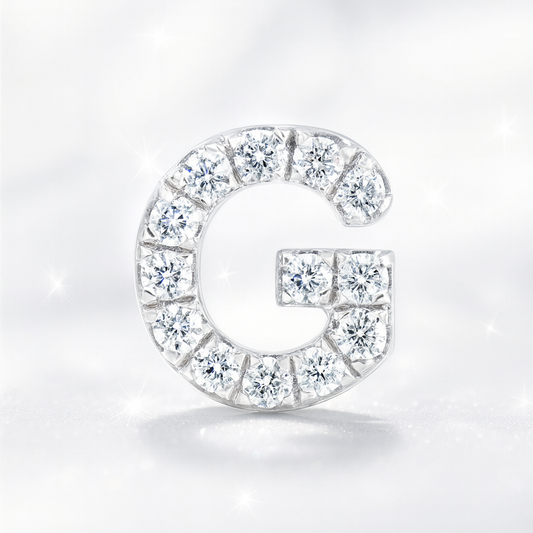 G Letter Stud Earring White Gold