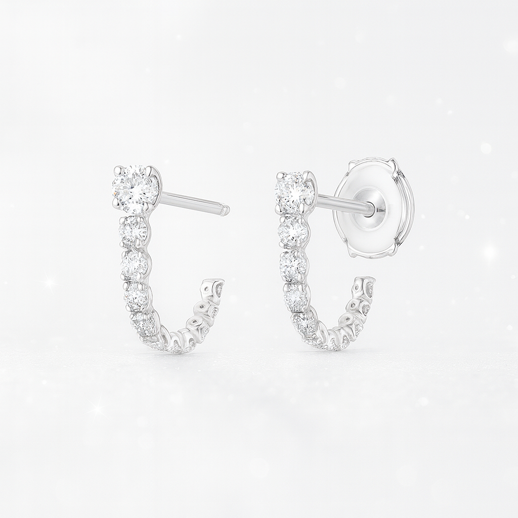 Graduated Diamond Curl Earrings - 18k White Gold