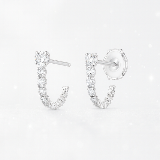 Graduated Diamond Curl Earrings - 18k White Gold
