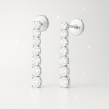 1.4 Carats Graduated Round Lab Grown Diamond Line Earrings - 18K White Gold