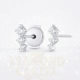 0.44 carats Graduating Trio Diamond Bar Earrings - 18k White Gold