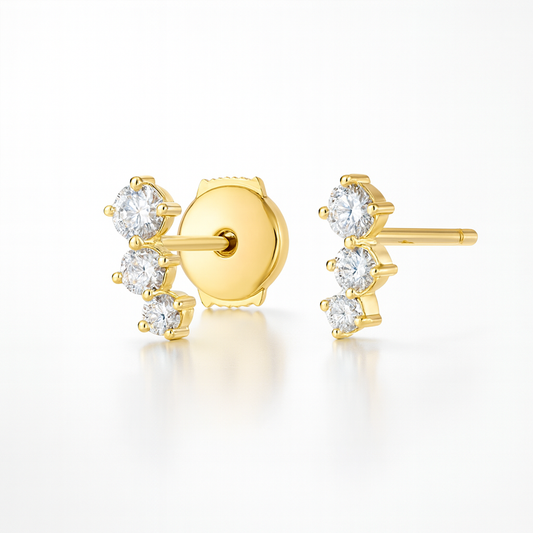 Graduating Trio Diamond Bar Earrings – Yellow Gold