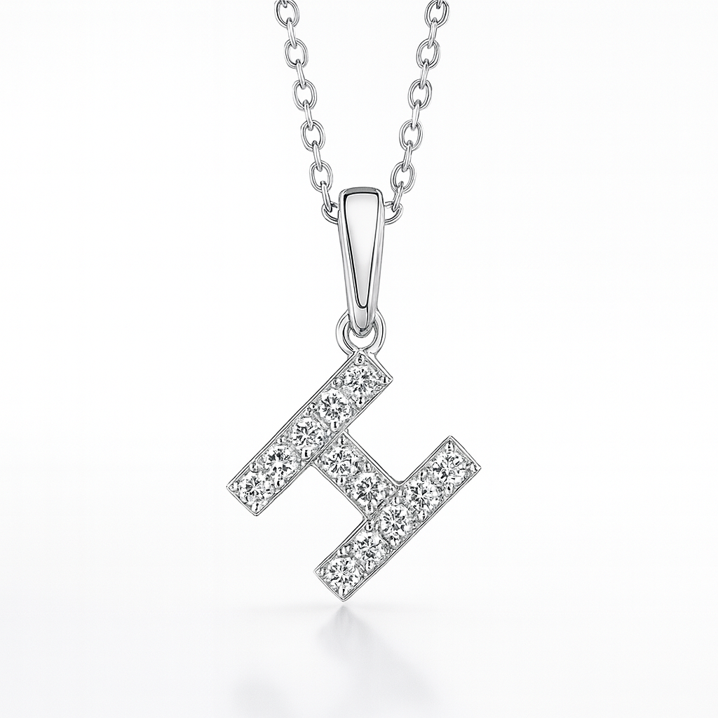 0.18ct - H Letter Pendant - 18k White Gold