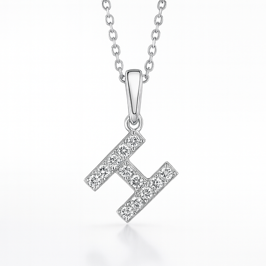 0.18ct - H Letter Pendant - 18k White Gold